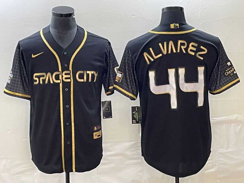 Mens Houston Astros #44 Yordan Alvarez Black City Connect Cool Base Stitched Baseball Jersey